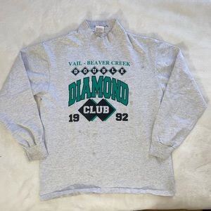 Vintage Mock Neck Long Sleeve Graphic Tee